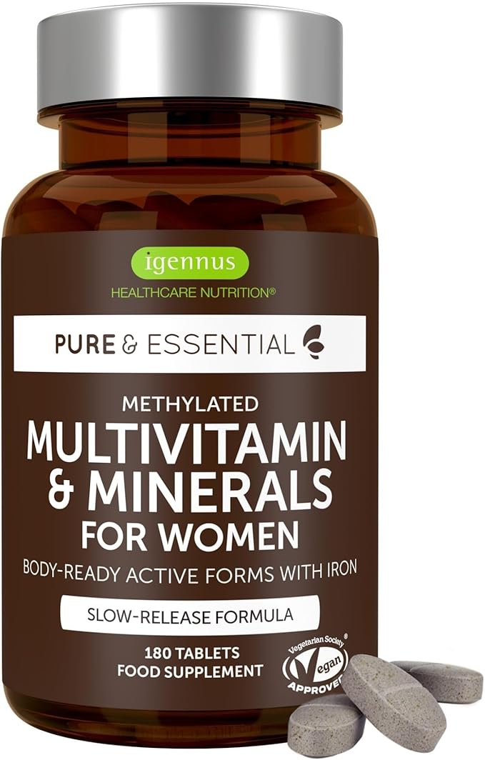 Igennus Methylated Women's Multivitamin with Gentle Iron, 21 Active Nutrients