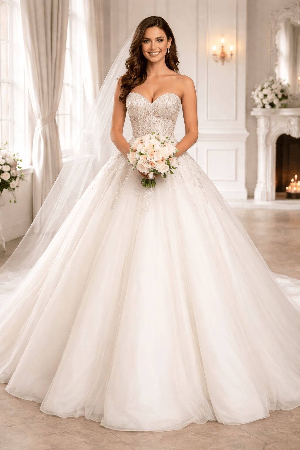 a bride on a Ball Gowns with Detailed Bodices