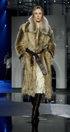 a mode on faux fur design by burberry
