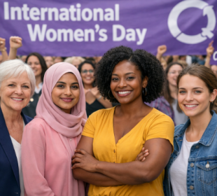 women from different race and religion celebrating International women's day