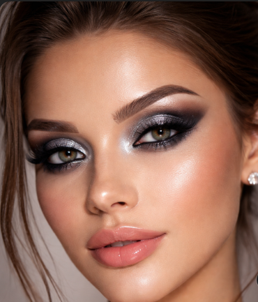 a model wearing a metallic eye makeup