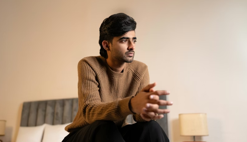 a man sitting and thinking