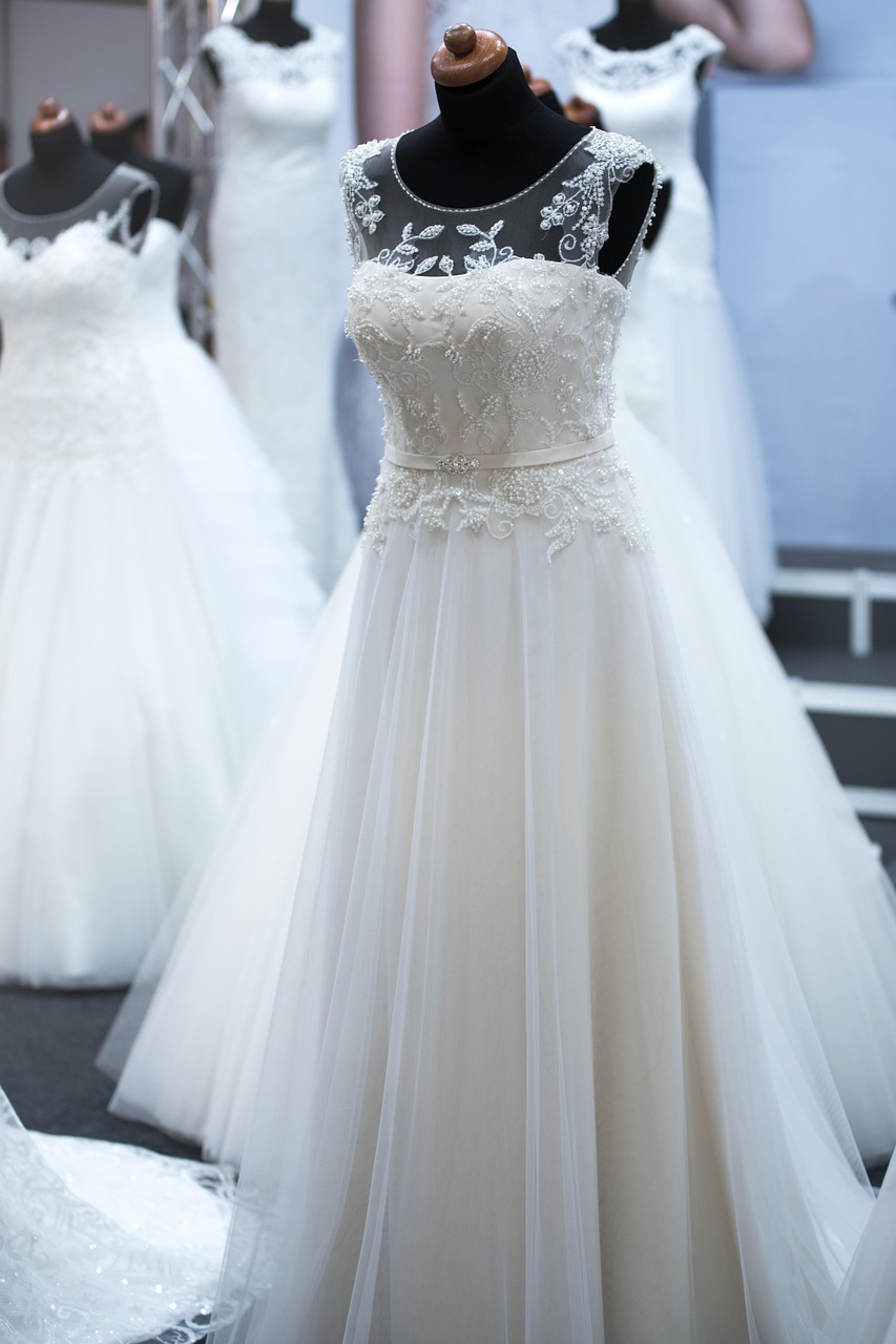 a high waist wedding gown with minimal volume