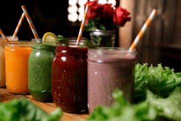 Cups of healthy smoothie recipes for glowing skin
