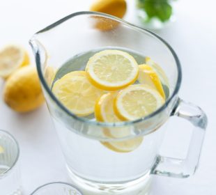 a jar of lemon water