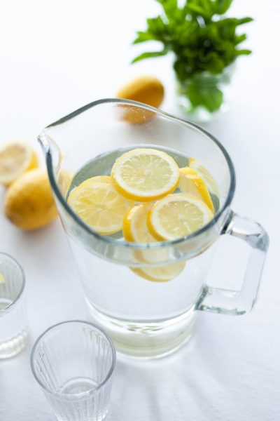 a jar of lemon water