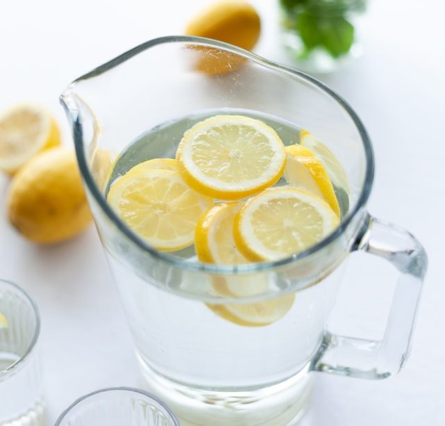 a jar of lemon water