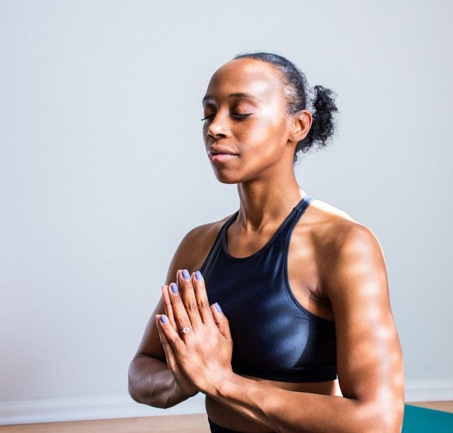 a lady meditating