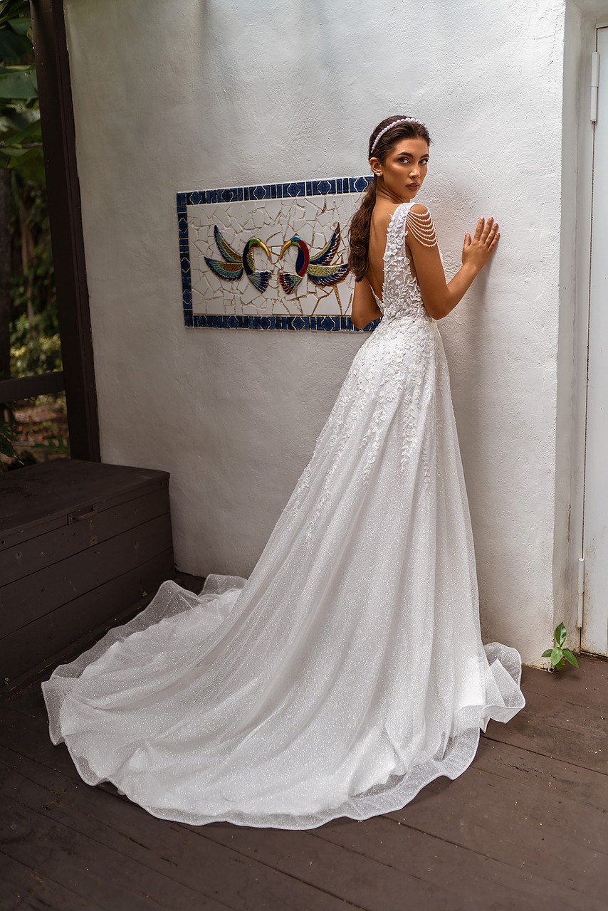 slim A-line wedding dress