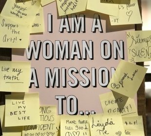 a vision board of a woman