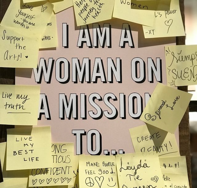 a vision board of a woman